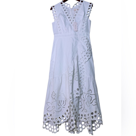 New Rebecca Taylor Ariana Eyelet Embroidered Wrap Dress White Size 4 - Picture 2 of 9